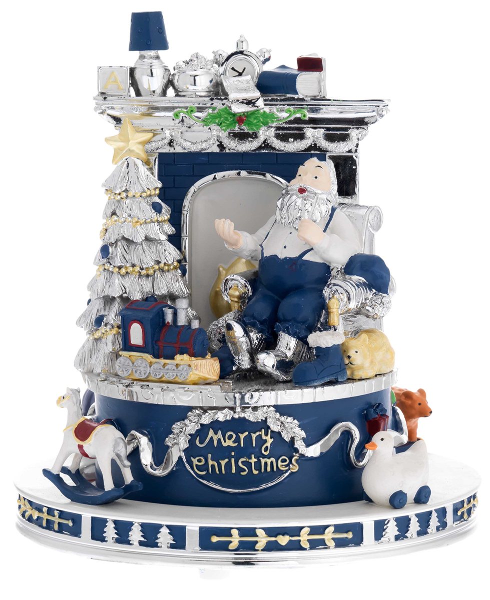Giostra con babbo natale e albero blu